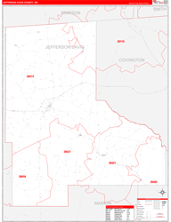Jefferson-Davis Red Line<br>Wall Map